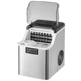Countertop Ice Maker, 24 Cubes Ready in 15 Mins, 45lbs in 24Hrs, Self-Cleaning Portable Ice Maker with Ice Scoop and Basket