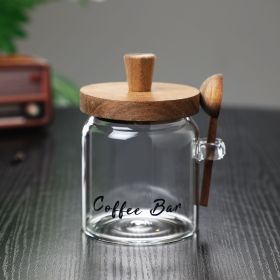 1 Pcs 15 OZ Glass Coffee Jars With Spoons, Candy Jars, Biscuit Jars, Storage Jars, Tea Jars, Snack Jars, Seasoning Jars, Salt Jars, Pepper Jars