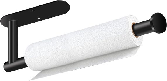 Paper Towel Holder, Self Adhesive or Drilling Paper Towel Holder Under Cabinet, Stainless Steel Black Paper Towel Holders Wall Mount for Kitchen