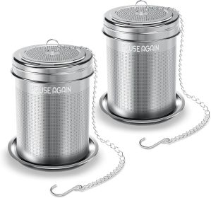 2 Pack Tea Infuser, Extra Fine Mesh Tea Infusers for Loose Tea, 18/8 Stainless Steel Tea Strainer with Extended Chain Hook, Tea Steeper for Brew