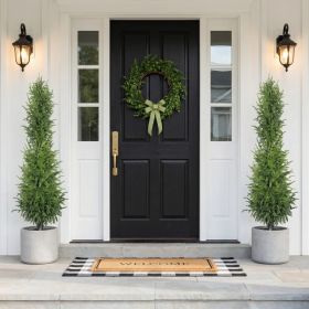 5' Artificial Real Touch Pine Tree in Black Plastic Pot, 2pc/set (Option: Green Leaves)
