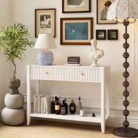 29.53" Tall Console Table with Drawers, Narrow Wood Accent Sofa Table Entryway Table with Storage Shelf for Entryway, Front Hall, Hallway, Living (Option: White)