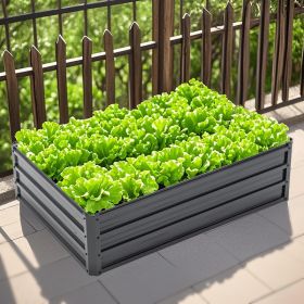 4x3x1ft Metal Raised Garden Bed,Deep Root Outdoor Galvanized Planter Box,Patio Kit Planting Beds for Vegetables Flowers Herb,Black (Option: Black)