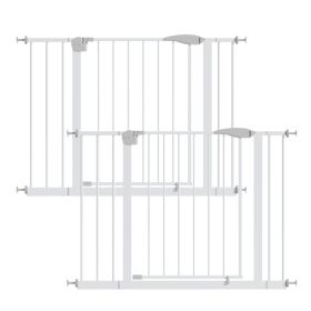 2 Pack 29.5-44.1" Wide Baby Gate for Stairs, Dog Gate Indoor for Doorways, No Drilling Pressure Mounted Pet Gates for Kids, Easy Walk Through Saf (Option: White)