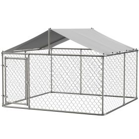 Outdoor Dog Kennel Large Heavy Duty Shade Dog Pen Playpen Pet Dog Run Enclosure (Option: Gray)