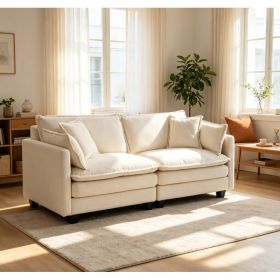 Modern 2seats 77.95"Sectional Sofa with Waist Pillows,2-seat Upholstered Symmetrical Sofa Furniture,Sleeper Sofa Couch with Chaise Lounge for Liv (Option: Antique White)