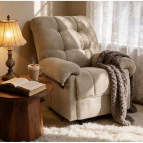 Camel  Recliner Chair, Overstuffed Armchair, Manual Recliner, Living Room Seating, Reading Chair, Padded Footrest, Home Theater Seating, Ergonomi (Option: Camel)