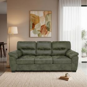 Modern 81" Foil Fabric Sofa with Padded Armrests and Black Triangular Legs, 3-Seater Upholstered Sofa for the Living Room,Olive Green. (Option: Olive Green)