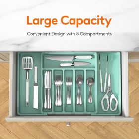 Silverware Drawer Organizer, Expandable Utensil Tray for Kitchen, BPA Free Flatware and Cutlery Holder (Material: Polypropylene)