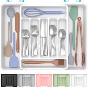 Extra Large Expandable Silverware Organizer, BPA-Free Food-Safe Cutlery Flatware Organizer, Kitchen Utensil Drawer Organizer (Color: Color)
