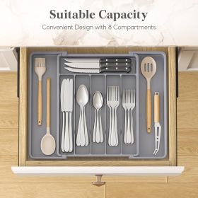 Silverware Drawer Organizer, Expandable Utensil Tray for Kitchen, BPA Free Flatware and Cutlery Holder (Material: Plastic)