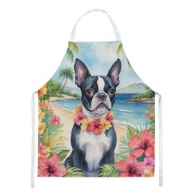 Boston Terrier Luau Apron Cooking Kitchen Server Baking Crafts Gardening for Adult Women Men, Unisex, Large, Multicolor (Default: Default)