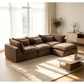 102.3" Width Cloud Couch Oversized Modular Sectional Sofa True Relax Comfy Couches Wide&Deep Seat Sofas for Living Room Furniture Sets,Corduroy F (Option: Khaki)