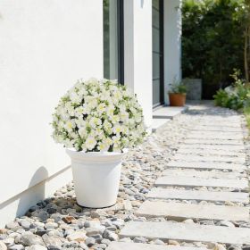 24-Inch Faux Flower Artificial Snow Lotus Potted Plant  UV-Resistant Artificial Floral Decor  Suitable for Indoor & Outdoor Spaces(White) ,2 Pots (Option: Green,White)