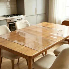 38x71Inch 1.5mm Thick Plastic Table Cover  Waterproof PVC Clear Table Protector Desk Protector Mat Writing Desk Pad For Desktop  Coffee & Dining (Option: 1.5mm-38x71inches)